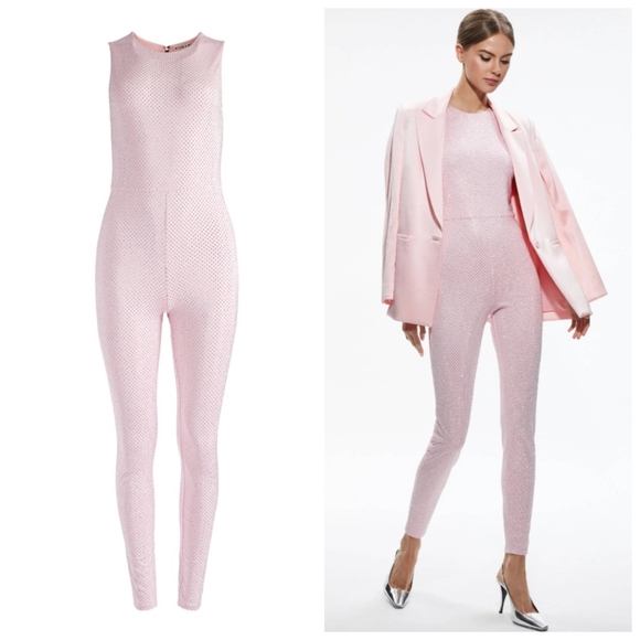 ALICE + OLIVIA FREDDIE CREWNECK EMBELLISHED CATSUIT SIZE 6 $595 - Picture 3 of 11